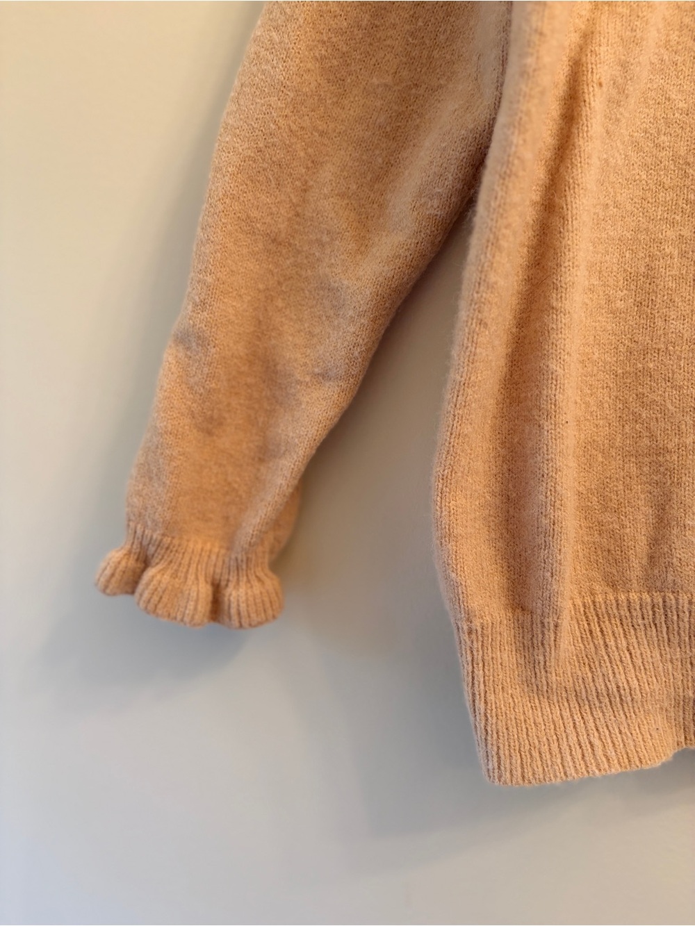 Ruffled Henley Sweater in Taupe - Picture 4 of 6
